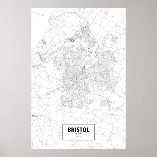 Bristol, Engeland (zwart op wit) Poster (Voorkant)