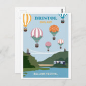 Bristol England ballonfestival Reis Briefkaart (Voorkant / Achterkant)