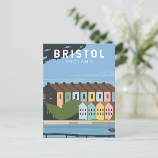 Bristol England Retro Travel Art  Briefkaart (Staand voorkant)
