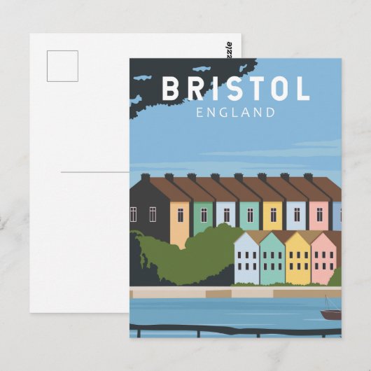 Bristol England Retro Travel Art  Briefkaart (Voorkant / Achterkant)