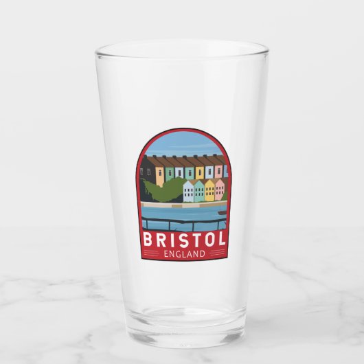 Bristol England Retro Travel Art  Glas (Voorkant)