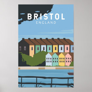 Bristol England Retro Travel Art  Poster