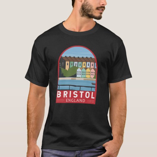 Bristol England Retro Travel Art  T-shirt (Voorkant)