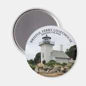 Bristol Ferry Lighthouse Rhode Island Round Magnet (Voorkant / Achterkant)