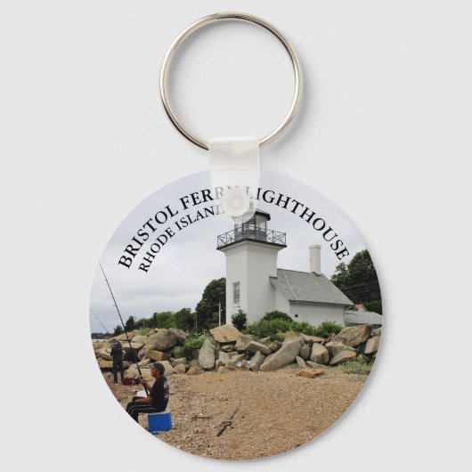 Bristol Ferry Lighthouse, Rhode Island Sleutelhang Sleutelhanger (Voorkant)