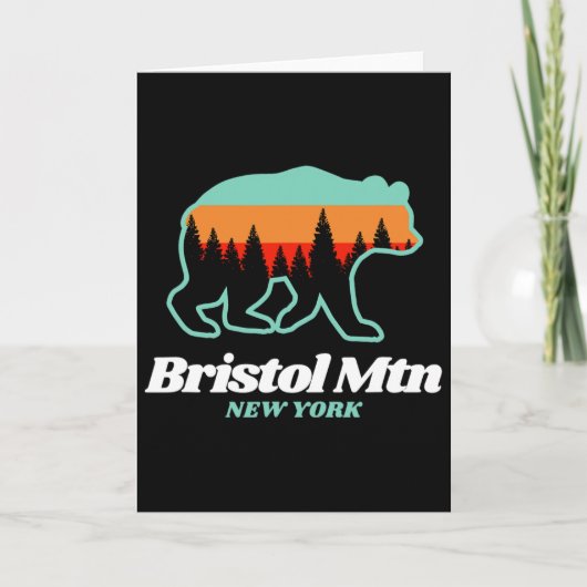Bristol Mountain New York Skiing Snowboarding Bear Kaart (Voorkant)