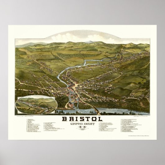 Bristol, NH Panorama Map - 1884 Poster (Voorkant)