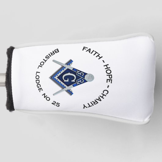 Bristol No 25 Masonic Golf Putter Hoesje Golfheadcover (Voorkant)