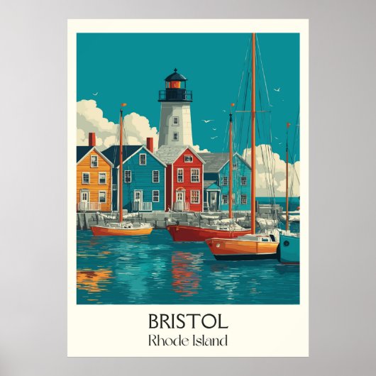 Bristol Rhode Island Harbor Town Poster (Voorkant)