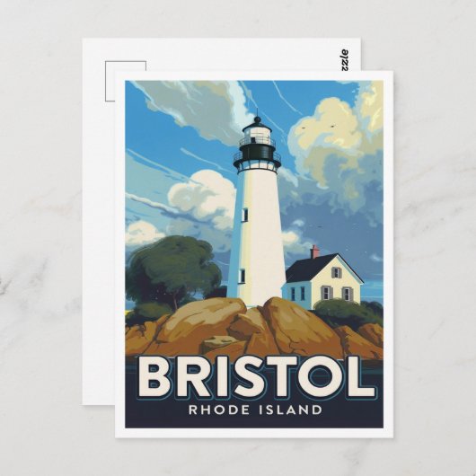 Bristol Rhode Island Lighthouse Art Briefkaart (Voorkant / Achterkant)