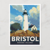 Bristol Rhode Island Lighthouse Art Briefkaart (Voorkant)