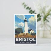 Bristol Rhode Island Vuurtoren Kunst Briefkaart (Staand voorkant)