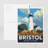 Bristol Rhode Island Vuurtoren Kunst Briefkaart (Voorkant / Achterkant)