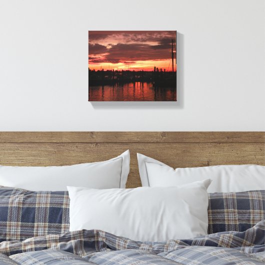 Bristol Rhode Island zonsondergang Canvas Afdruk (Insitu (Slaapkamer))