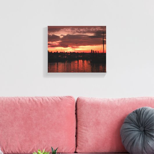 Bristol Rhode Island zonsondergang Canvas Afdruk (Insitu (Woonkamer))