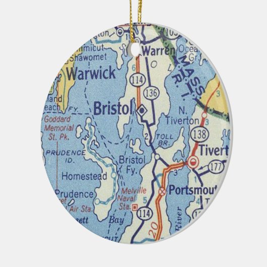Bristol RI  kaart Keramisch Ornament (Links)