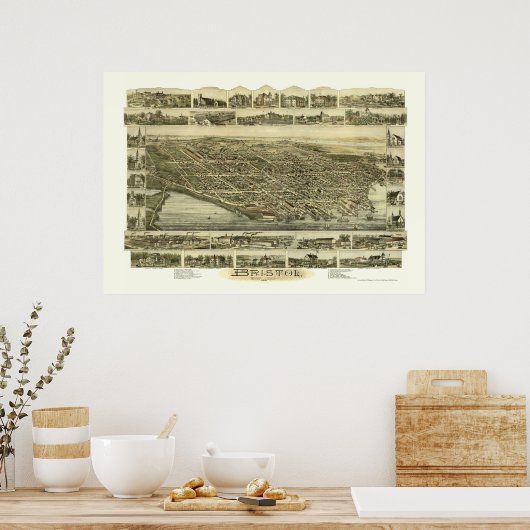 Bristol, RI Panorama - 1891 Poster (Keuken)