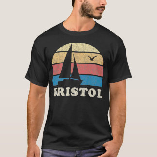 Bristol RI  Sailboat 70's Throwback Sunset T-shirt