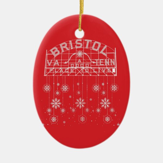 Bristol Slogan Bord Rode Kerstmis Keramisch Ornament (Voorkant)