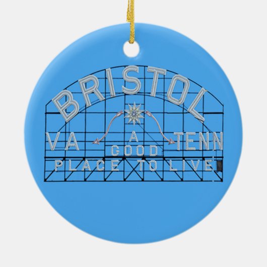 Bristol Slogan Sign Blue Keramisch Ornament (Achterkant)