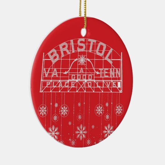 Bristol Slogan Sign Red Kerstcirkel Keramisch Ornament (Rechts)