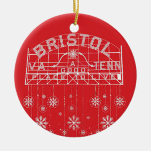 Bristol Slogan Sign Red Kerstcirkel Keramisch Ornament