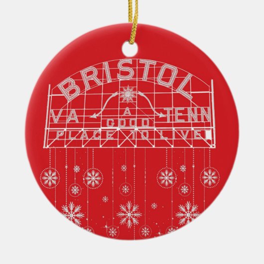 Bristol Slogan Sign Red Kerstcirkel Keramisch Ornament (Voorkant)