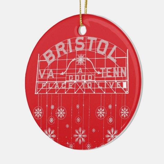 Bristol Slogan Sign Red Kerstcirkel Keramisch Ornament (Links)