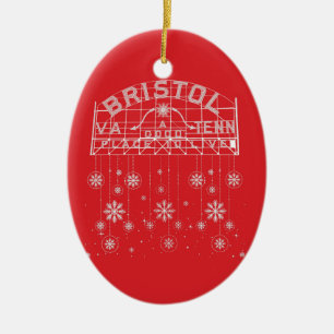 Bristol Slogan Sign Red Kerstmis Keramisch Ornament