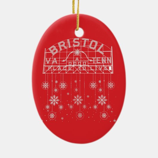 Bristol Slogan Sign Red Kerstmis Keramisch Ornament (Achterkant)