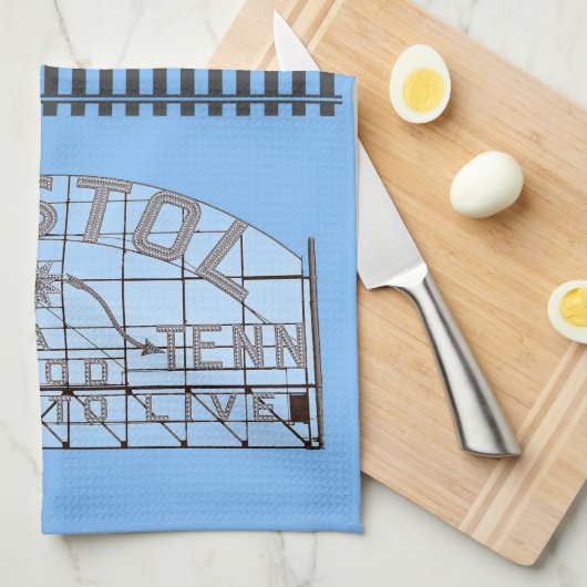 Bristol Slogan Sign. with Tracks on Blue Theedoek (Quarter Fold)