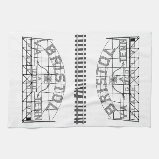 Bristol Slogan Teken met Tracks op wit Theedoek (Horizontaal)