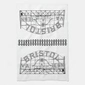 Bristol Slogan Teken met Tracks op wit Theedoek (Verticaal)