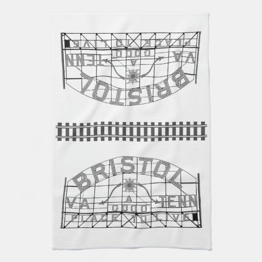 Bristol Slogan Teken met Tracks op wit Theedoek (Verticaal)