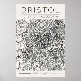 Bristol Stadkaart Poster – Modern Minimalistische