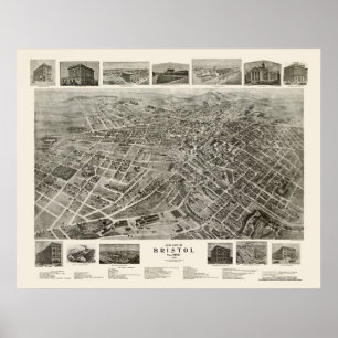 Bristol, TN Panorama Map - 1912 Poster