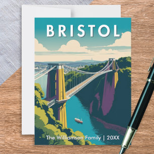 Bristol UK Clifton Suspension Bridge Retro Aangepa Briefkaart