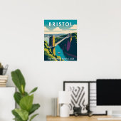 Bristol UK Clifton Suspension Bridge Retro aangepa Poster (Thuiskantoor)