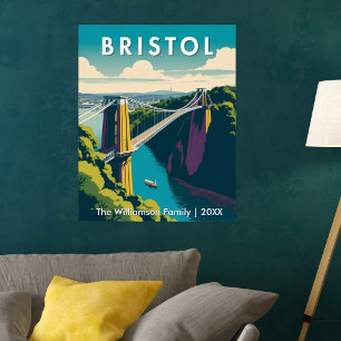Bristol UK Clifton Suspension Bridge Retro aangepa Poster