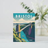 Bristol UK Clifton Suspension Bridge Retro Custom Briefkaart (Staand voorkant)