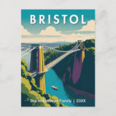 Bristol UK Clifton Suspension Bridge Retro Custom Briefkaart (Voorkant)