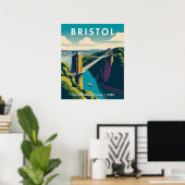 Bristol UK Clifton Suspension Bridge Retro Reis Poster (Thuiskantoor)