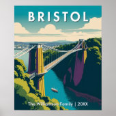 Bristol UK Clifton Suspension Bridge Retro Reis Poster (Voorkant)