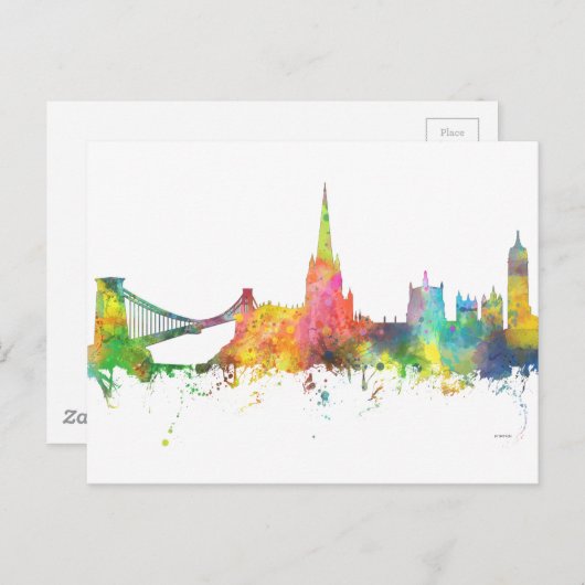 BRISTOL, UK SKYLINE BRIEFKAART (Voorkant / Achterkant)