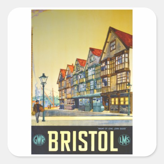 Bristol - UK - Vintage Travel Vierkante Sticker (Voorkant)