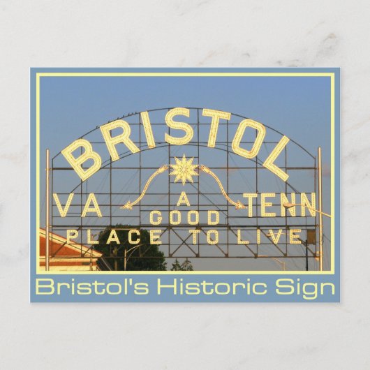 Bristol, VA & TN Historisch Sign Briefkaart (Voorkant)