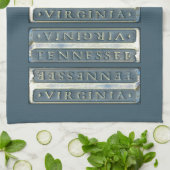 Bristol Virginia Tennessee Marker blauw grijs Theedoek (Gevouwen)