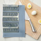 Bristol Virginia Tennessee Marker blauw Theedoek (Quarter Fold)