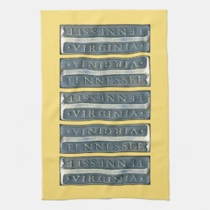 Bristol Virginia Tennessee Marker geel Theedoek