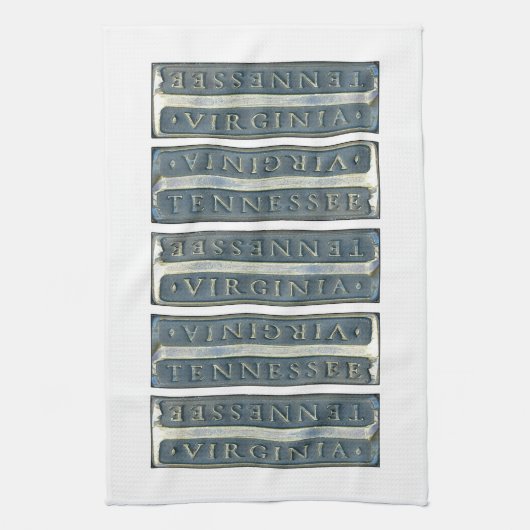 Bristol Virginia Tennessee Marker white Theedoek (Verticaal)